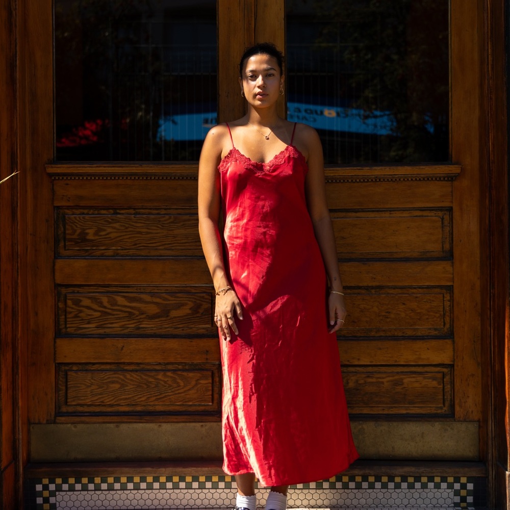 Elegant Red Slip Dress
